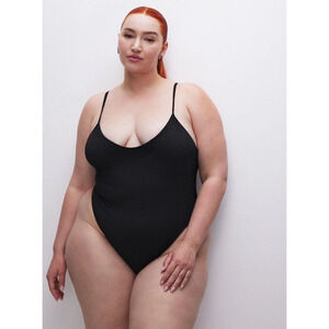 Good American Always Fit 1 Piece Swim Textured Black Women Plus 2X/3X (5/6) NWT